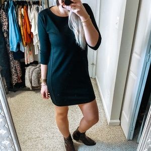 Gap Black Knit Mini Shift Dress with 3/4 Sleeves